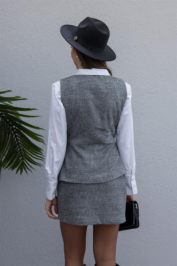 Yelekli Buklet Takım - GRİ