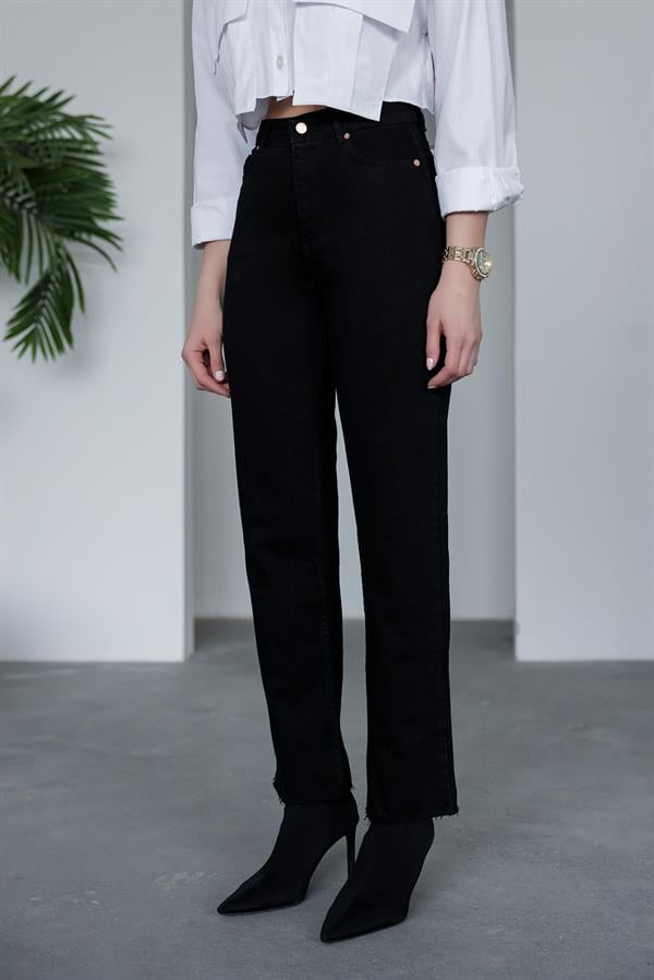 Yıkamalı Straight Jean - SİYAH