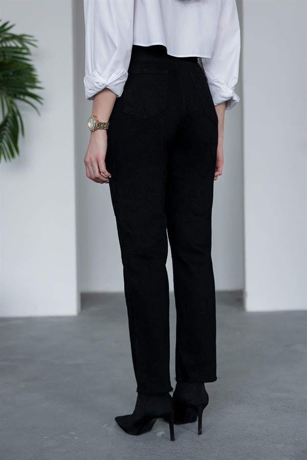 Yıkamalı Straight Jean - SİYAH