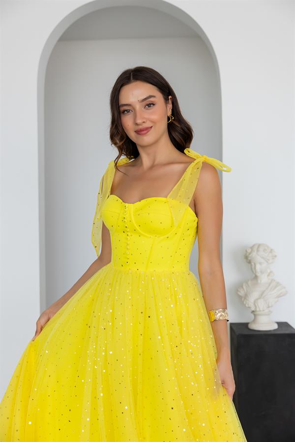 Starry Tulle Gown - Yellow