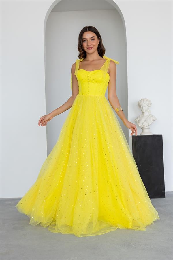 Starry Tulle Gown - Yellow