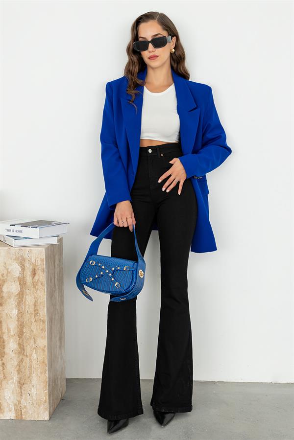 Yüksek Bel İspanyol Jean - SİYAH