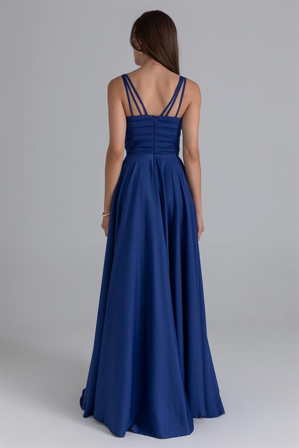 Zincir Askılı Şifon Abiye - İNDİGO