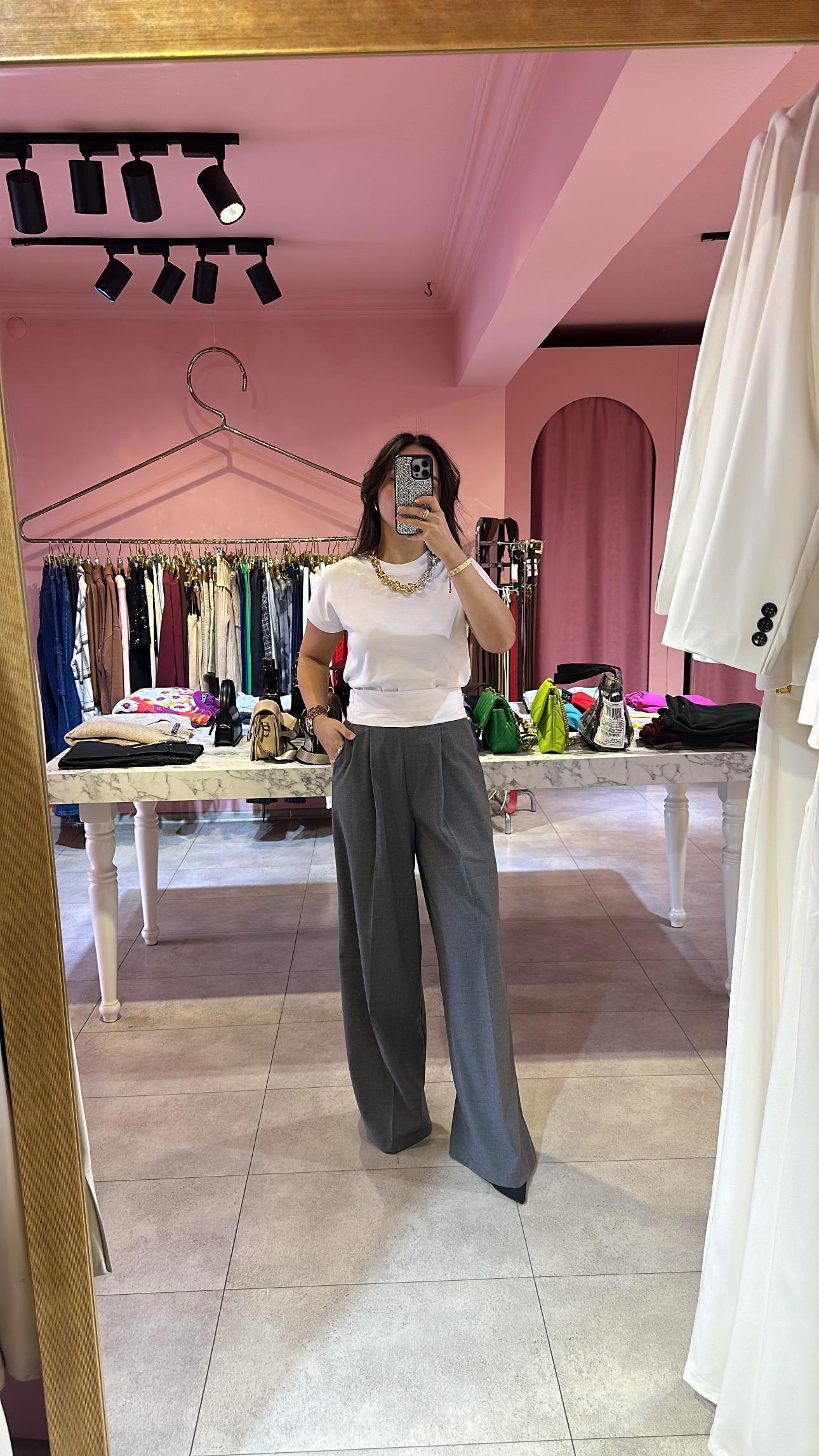 BEL KUŞAKLI GRİ PALAZZO