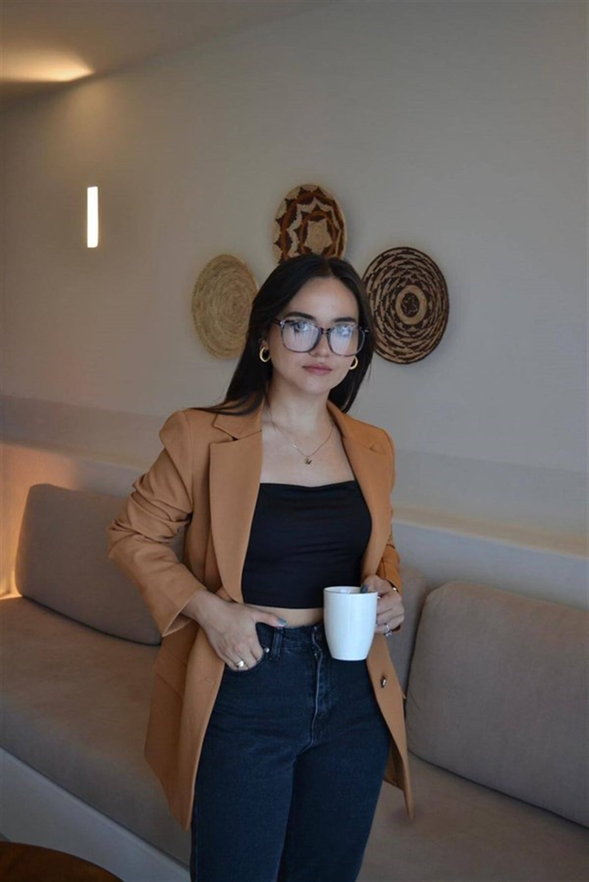 BELDEN OTURTMALI CAMEL BLAZER CEKET