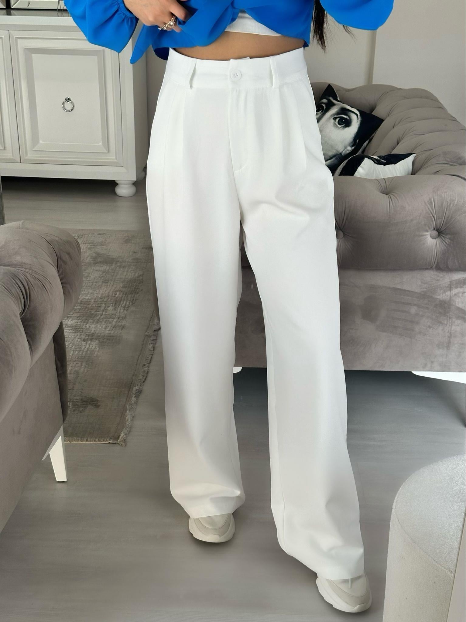 BEYAZ YÜKSEK BEL PALAZZO PANTOLON