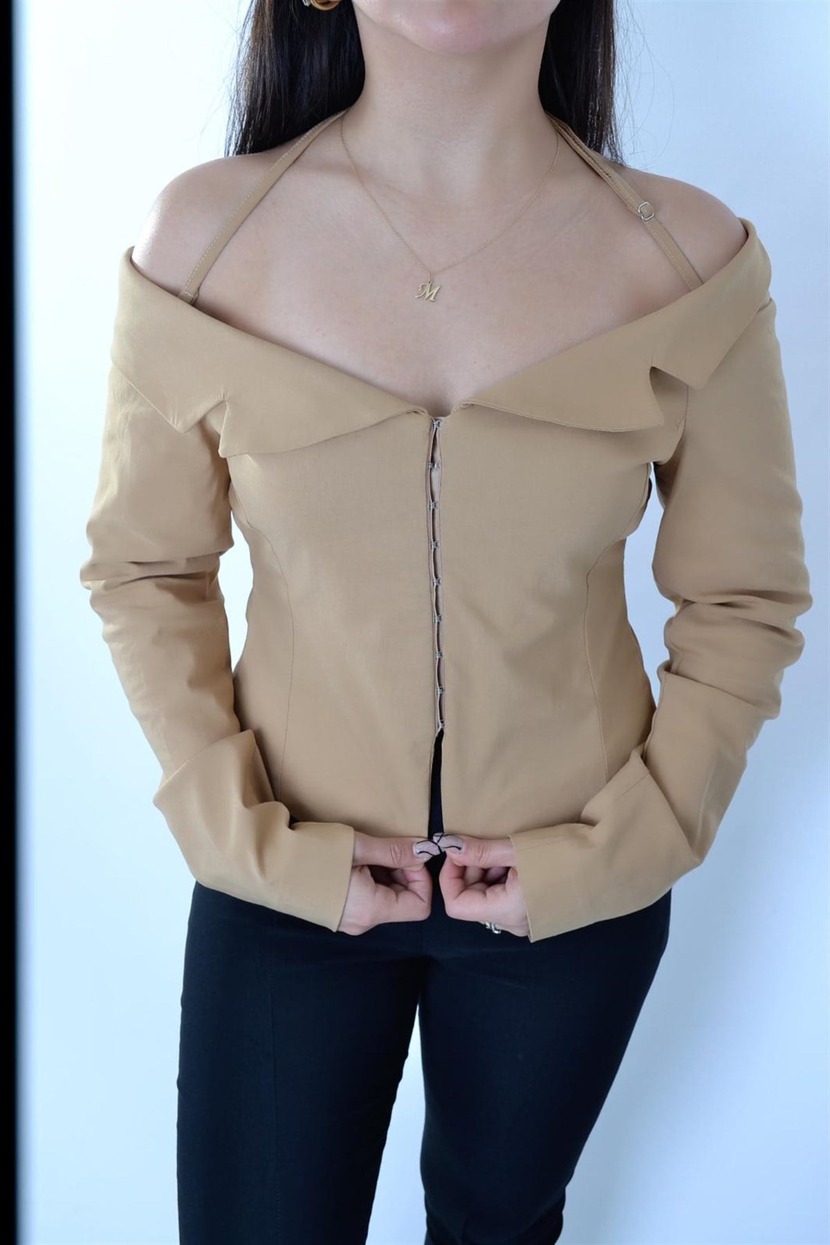 BRİT DETAYLI KORSE BLUZ