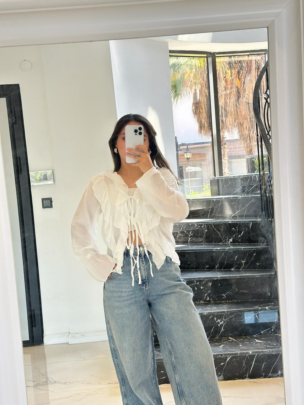 FIRFIRLI BEYAZ GÖMLEK 