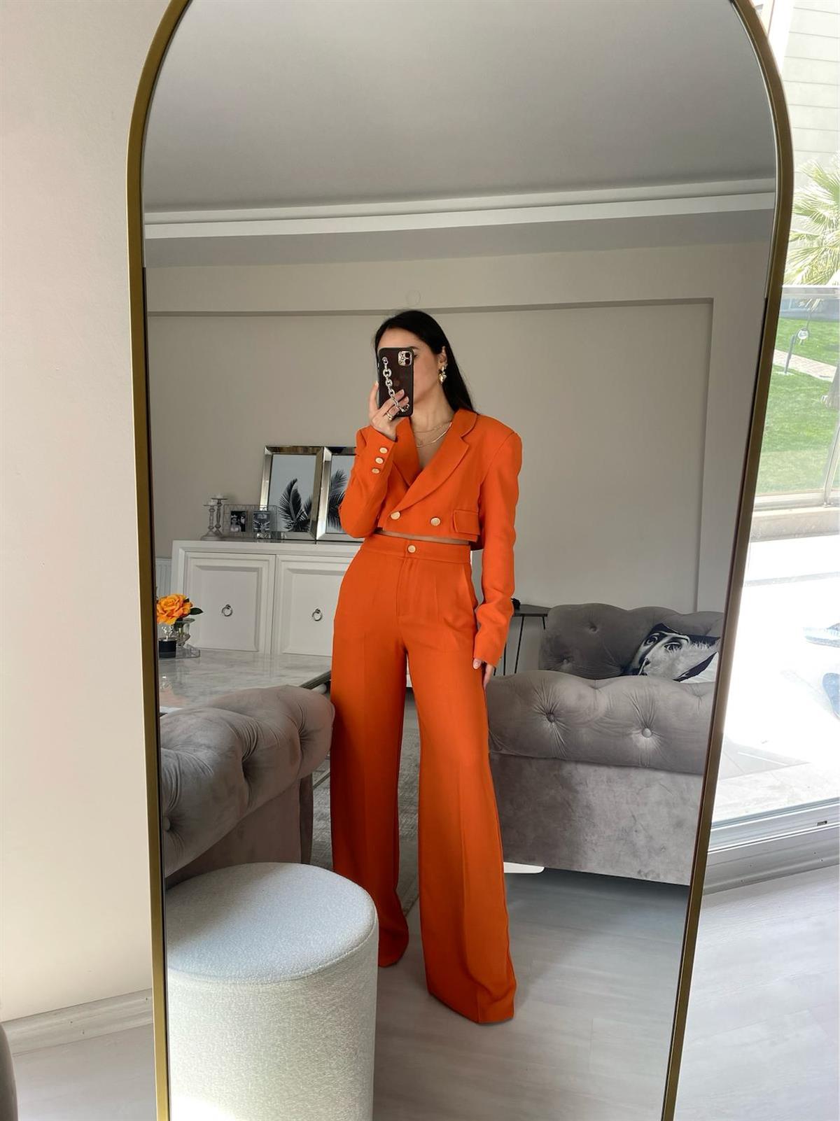 GOL DÜĞMELİ TURUNCU ALT ÜST TAKIM