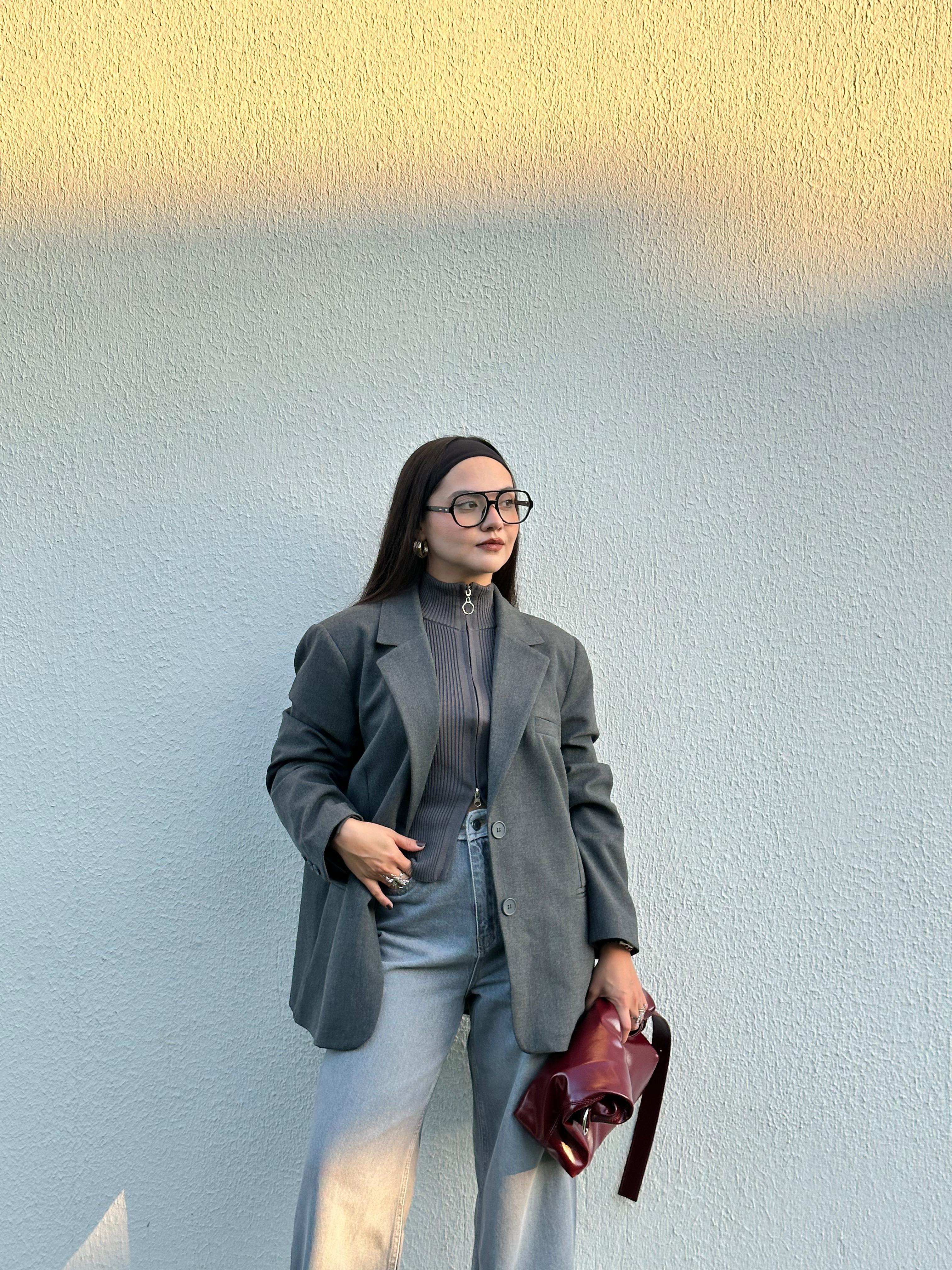 GRİ OVERSİZE BLAZER CEKET