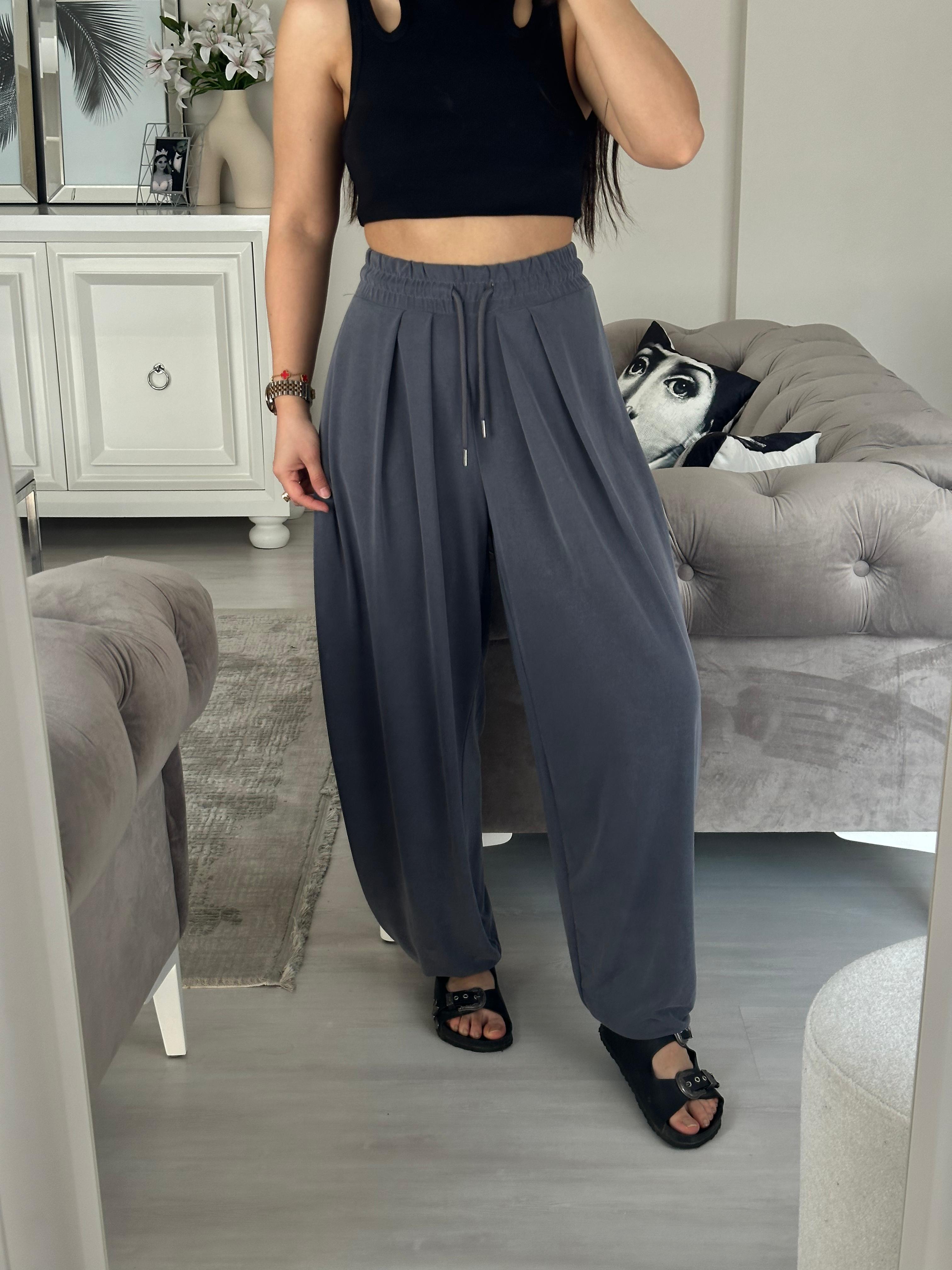 GRİ TENSEL KUMAŞ SALAŞ PANTOLON