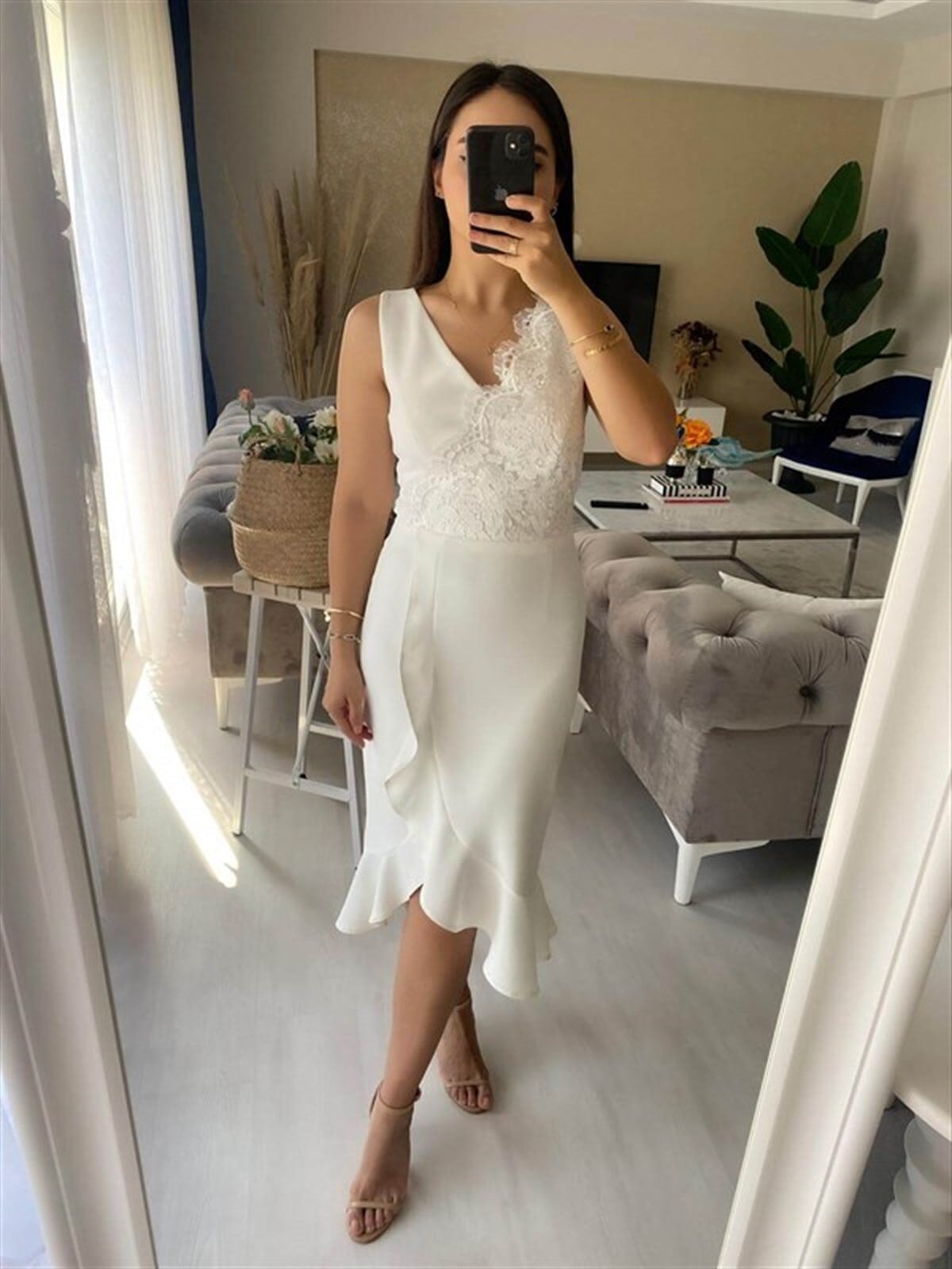 GÜPÜR DETAYLI ELBİSE