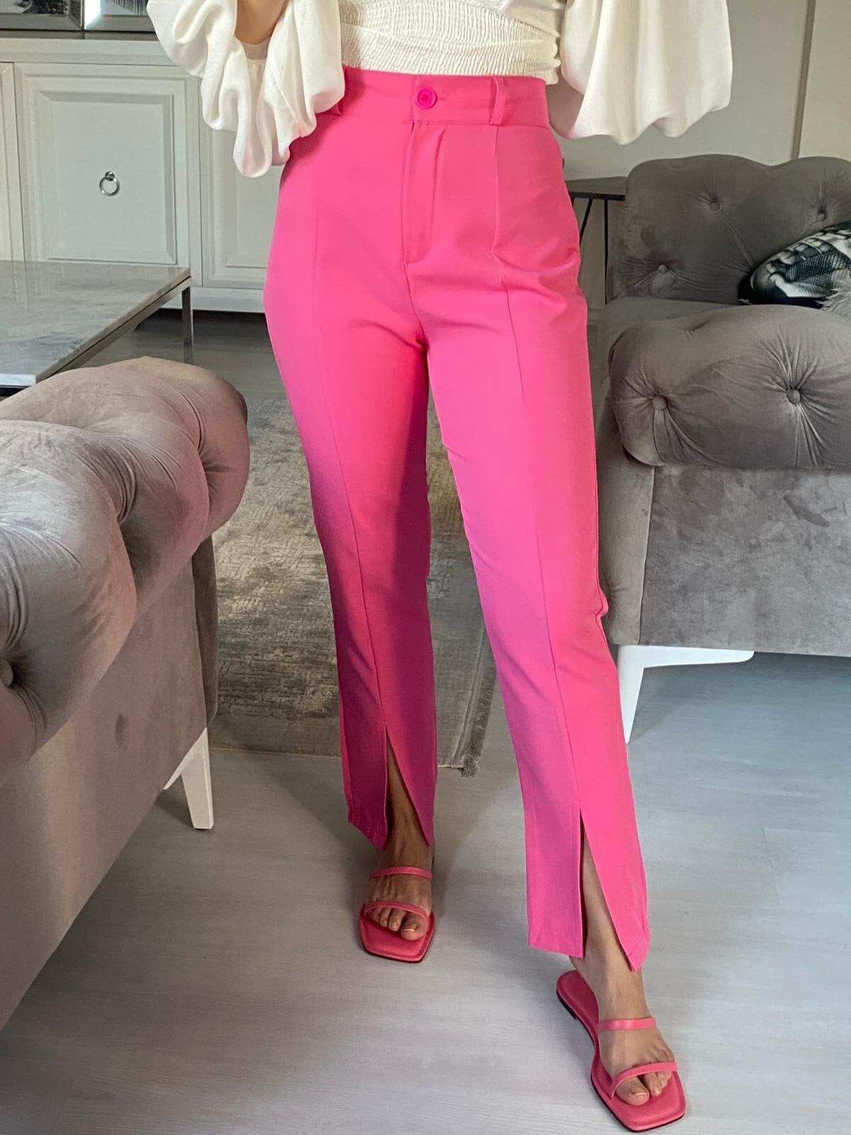 KUMAŞ PANTOLON PEMBE