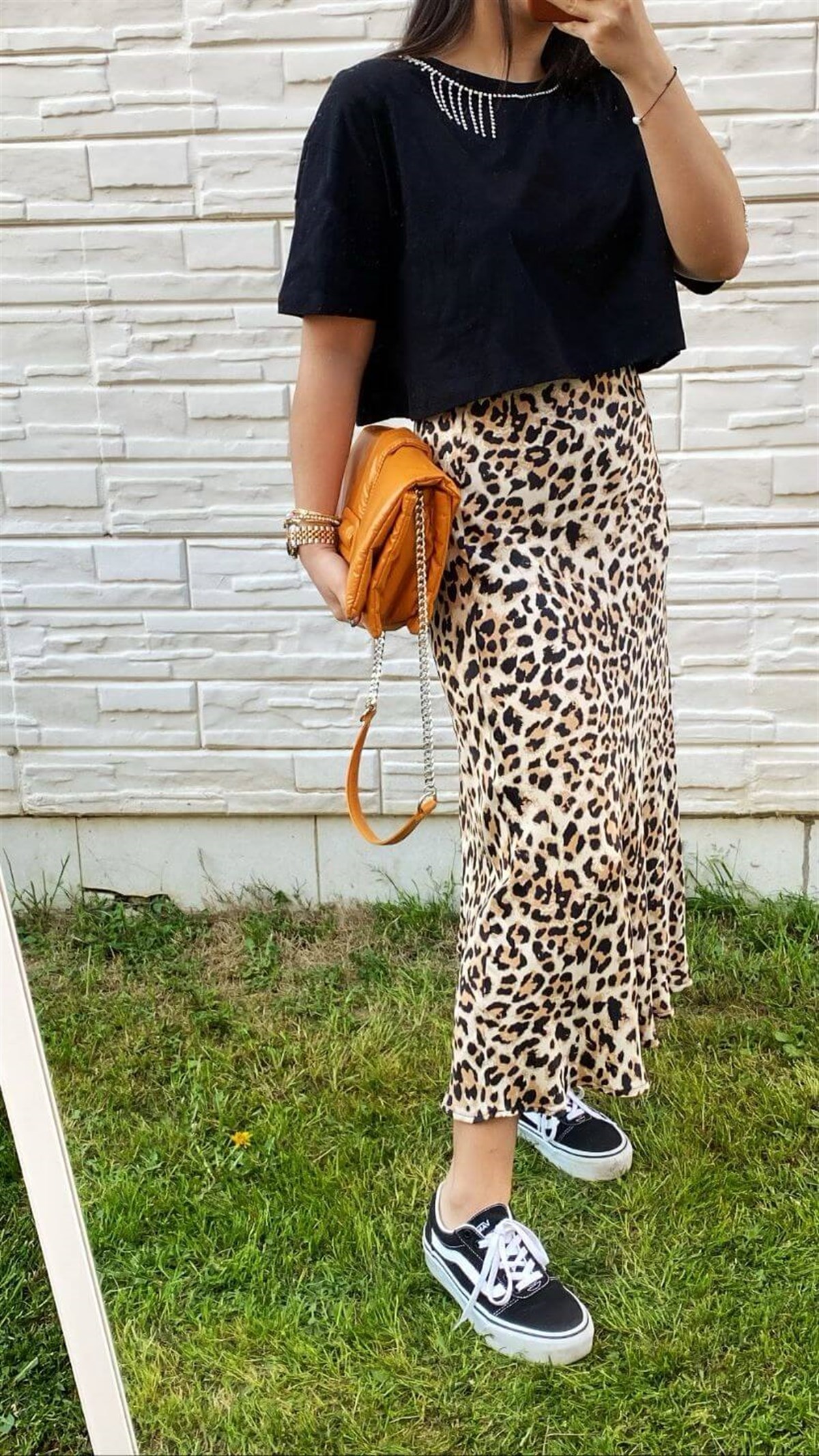 LEOPAR DESENLİ SATEN ETEK