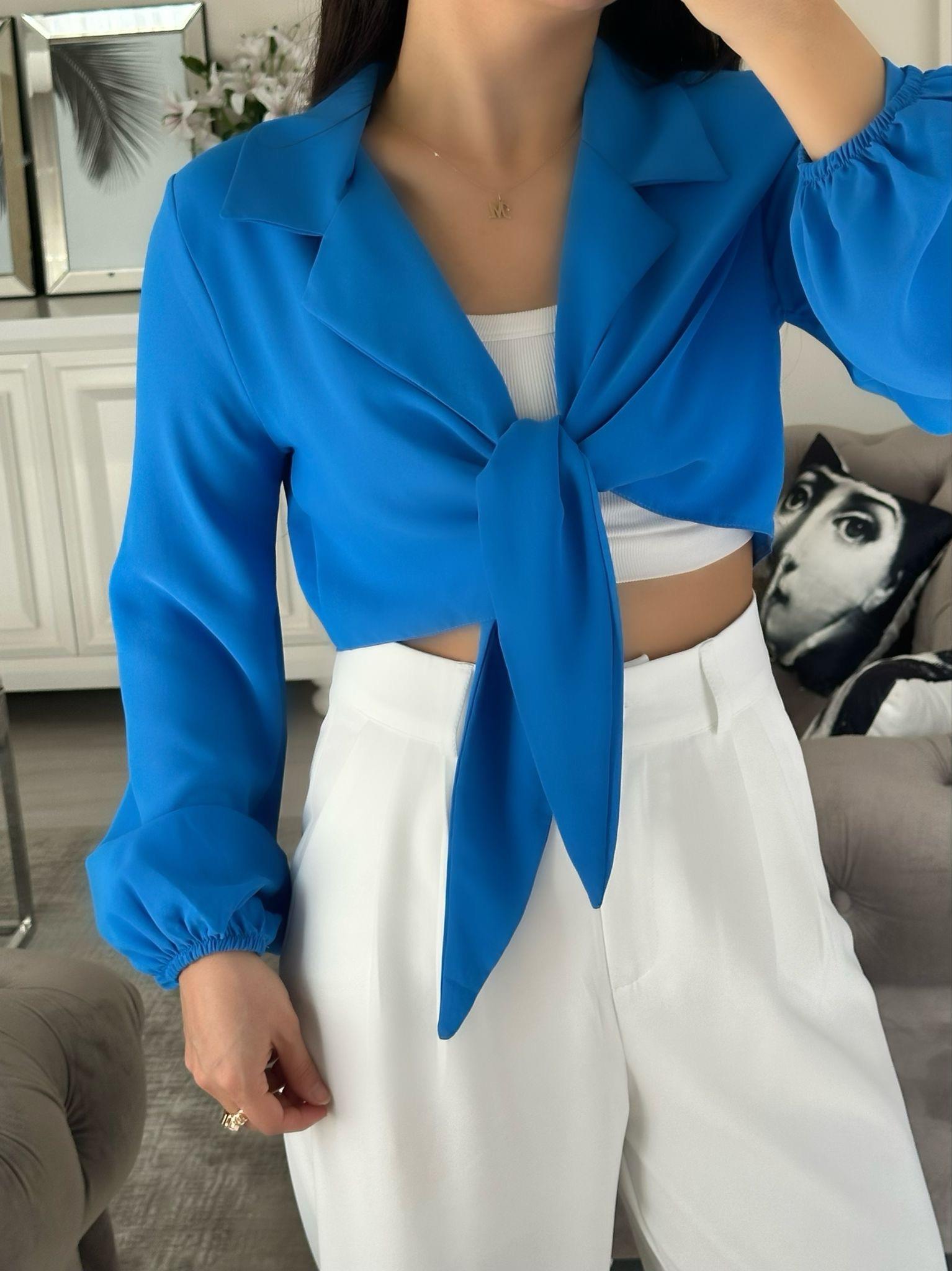 MAVİ BAĞLAMALI BLUZ