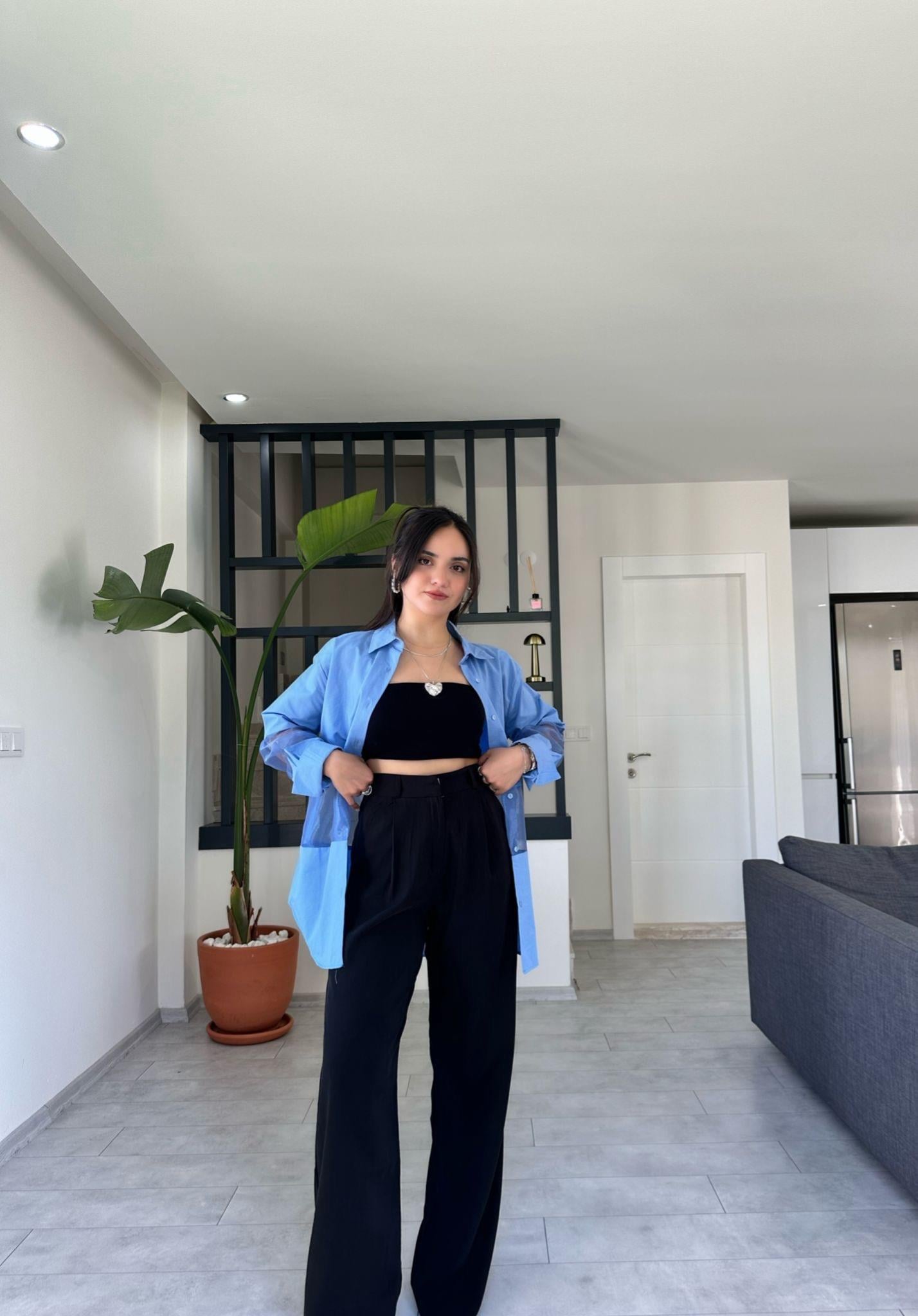 SİYAH YÜKSEK BEL PALAZZO PANTOLON