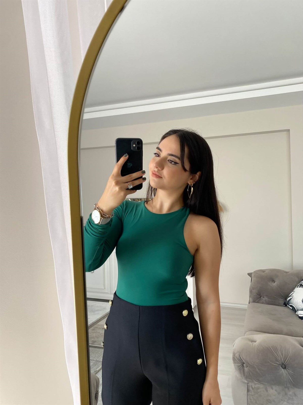 TEK KOL BODYSUIT YESIL