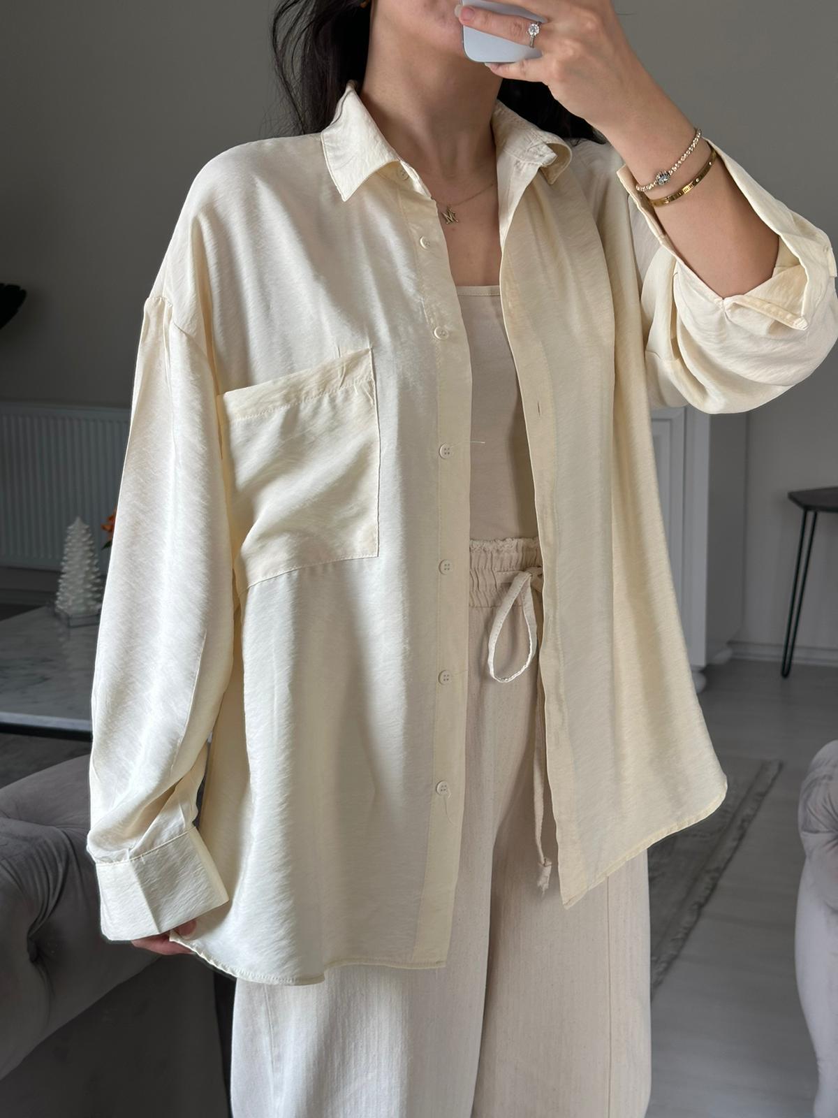 TENSEL KUMAŞ KREM GÖMLEK
