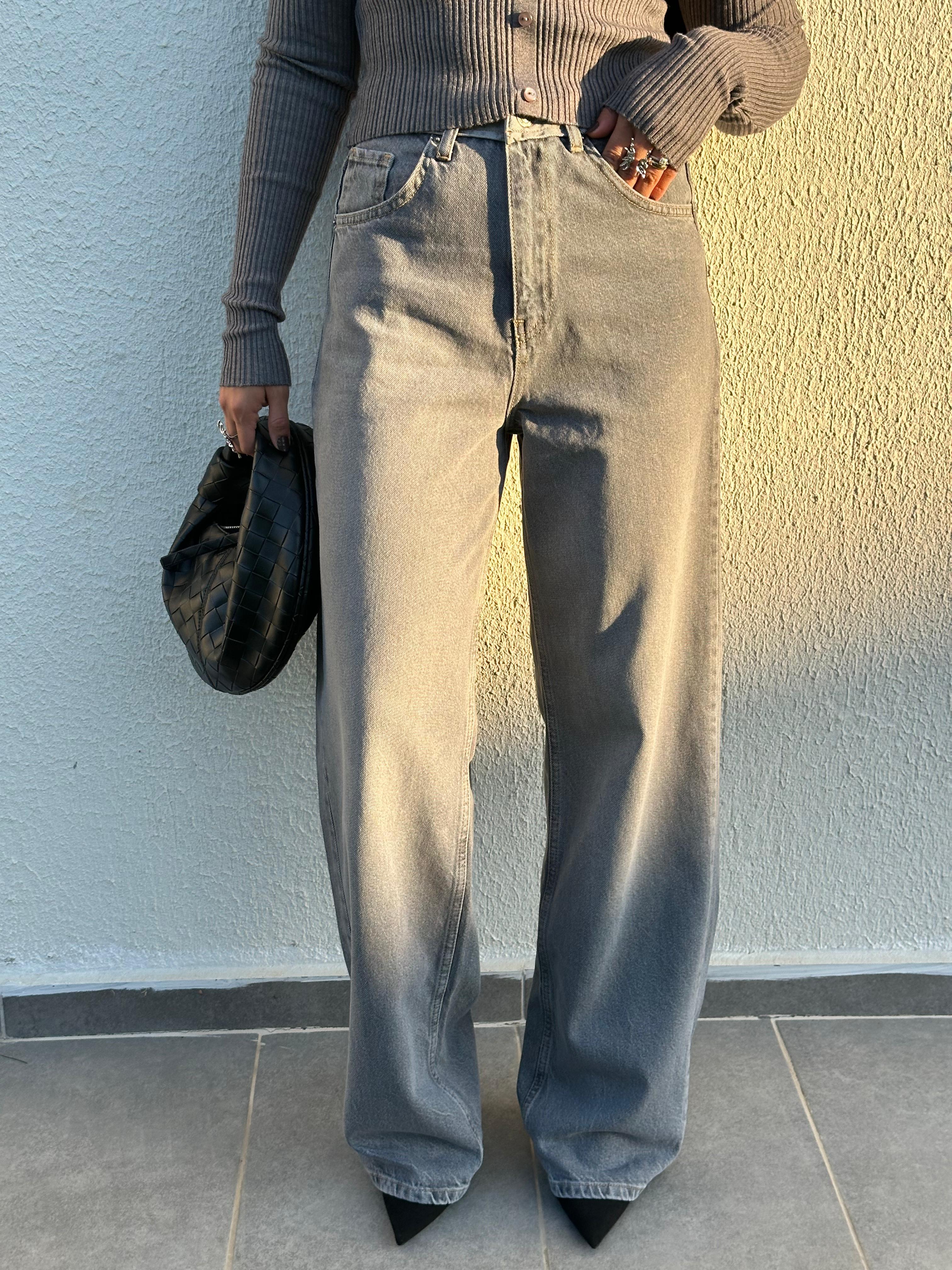 YÜKSEK BEL GRİ JEAN