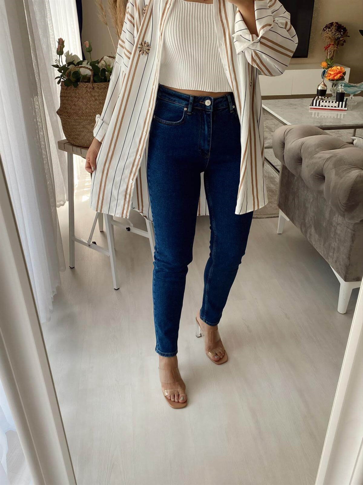 YÜKSEK BEL KOYU RENK JEAN