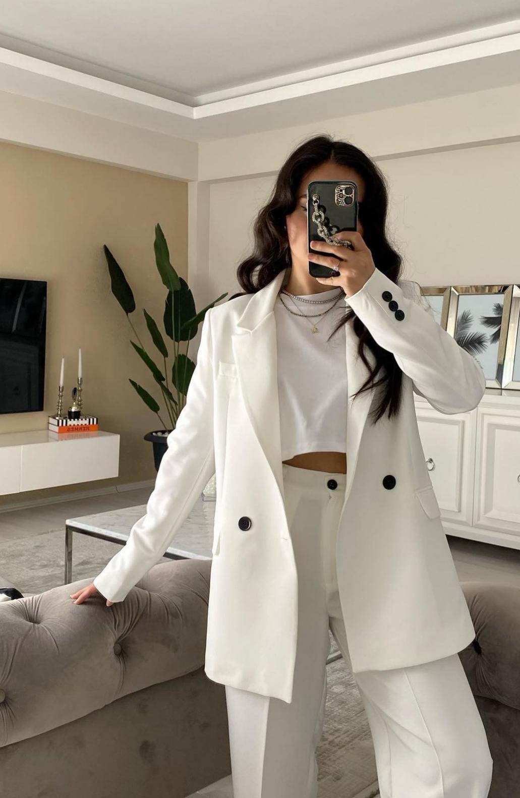 BEYAZ BLAZER CEKET TAKIM