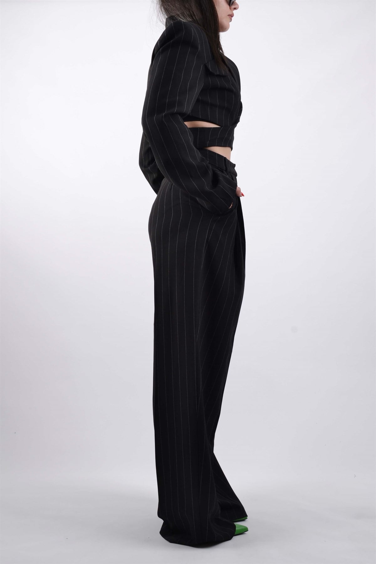 ÇIZGILI CEKET PALAZZO TAKIM