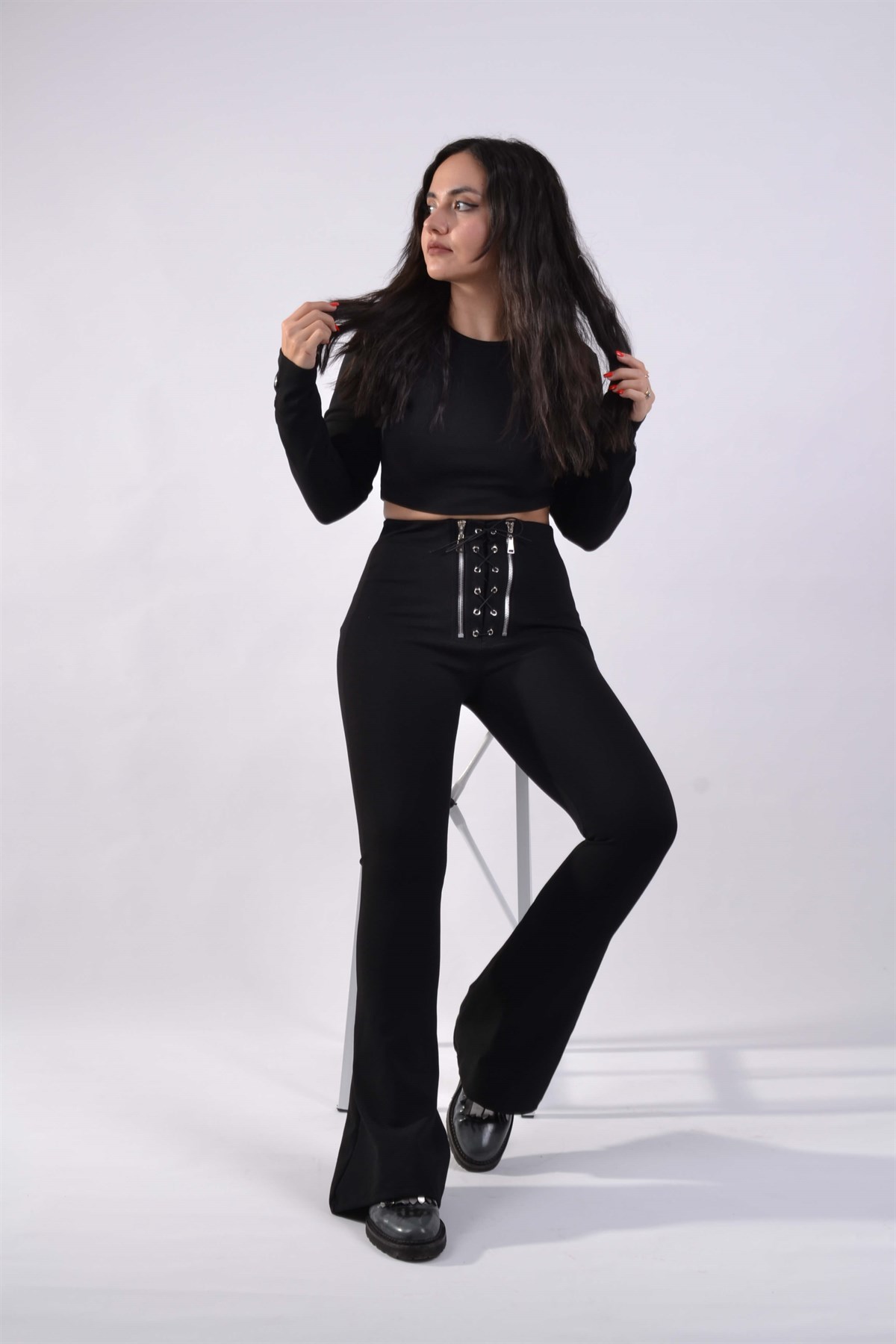 DÜĞME DETAY TAYT PANTOLON