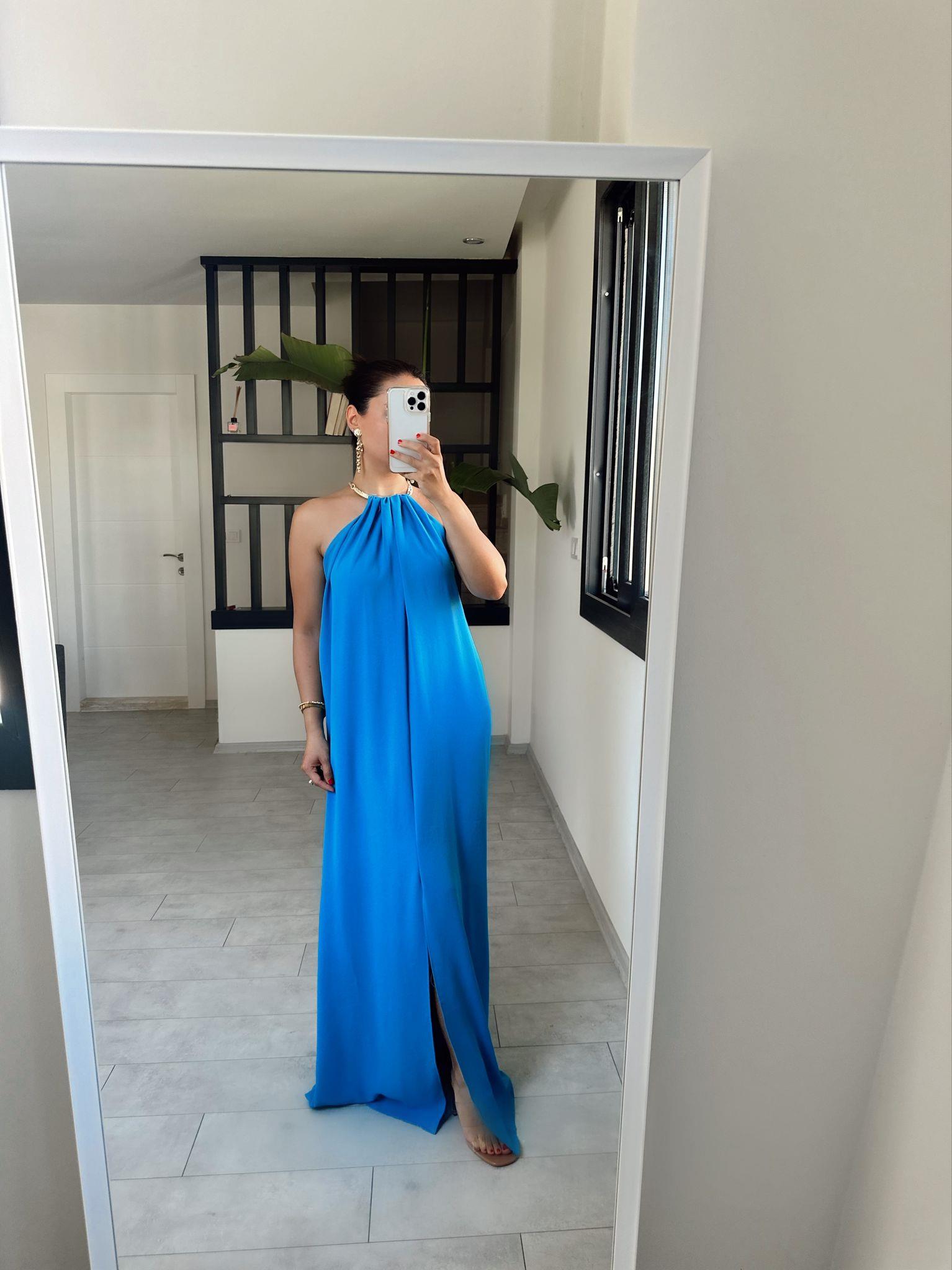 GOLD DETAYLI MAXİ ELBİSE