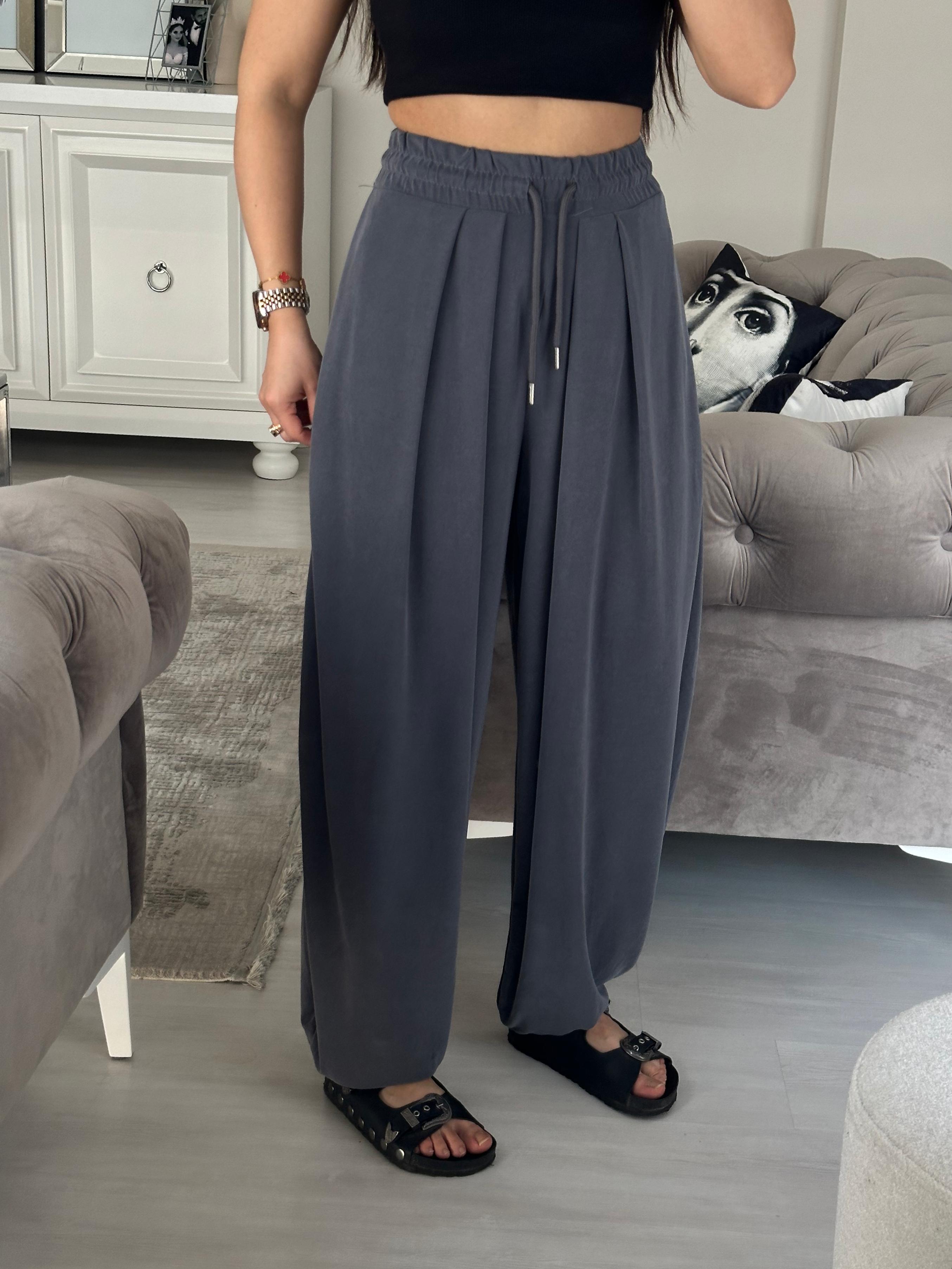 GRİ TENSEL KUMAŞ SALAŞ PANTOLON