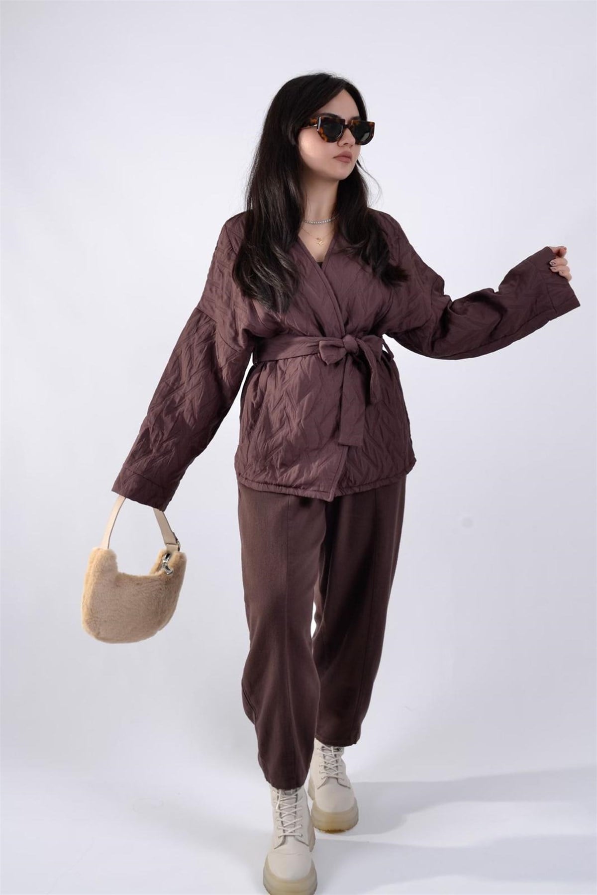 KİMONO TARZI KUŞAKLI CEKET