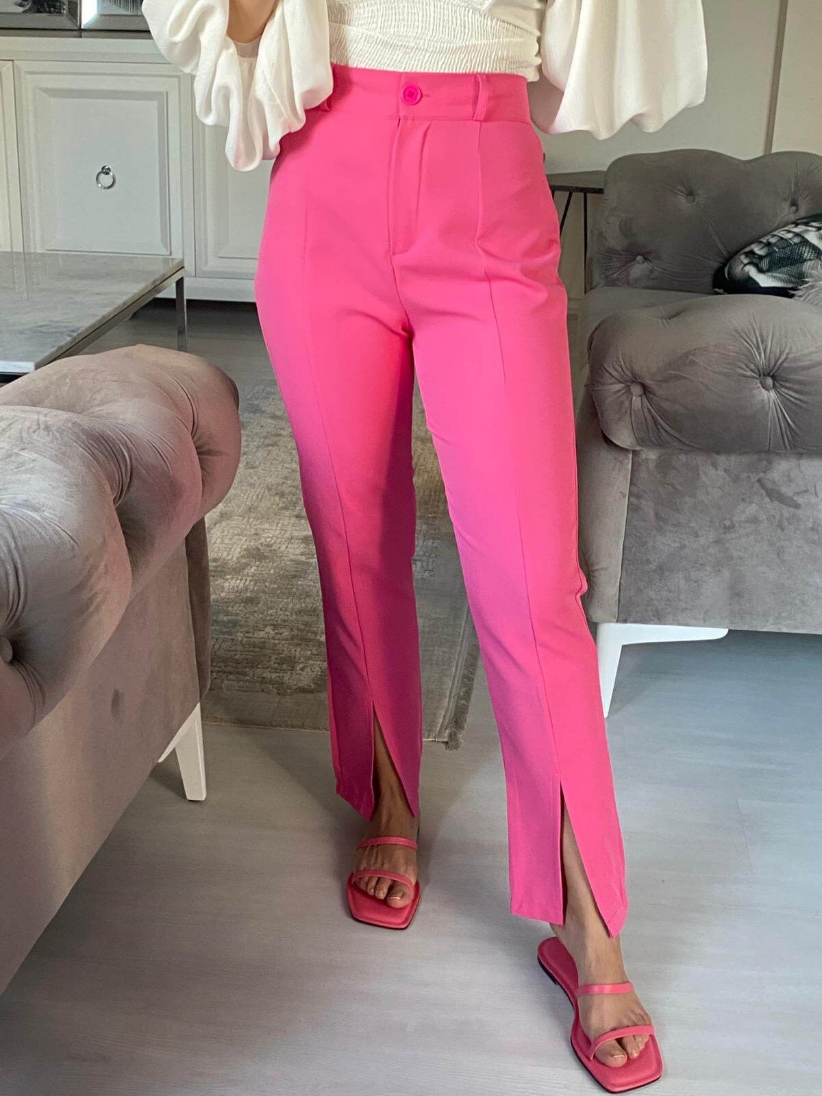 KUMAŞ PANTOLON PEMBE