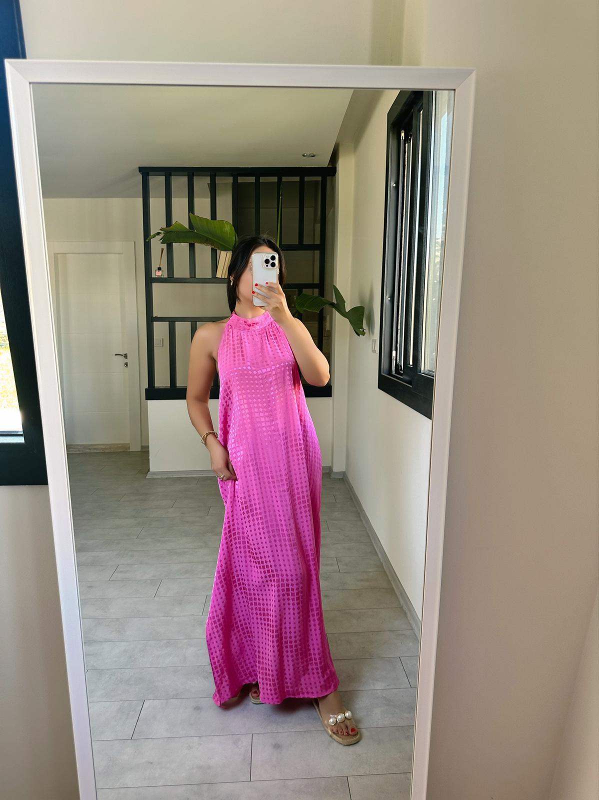 PAMUK SATEN SIRT DEKOLTELİ ELBİSE