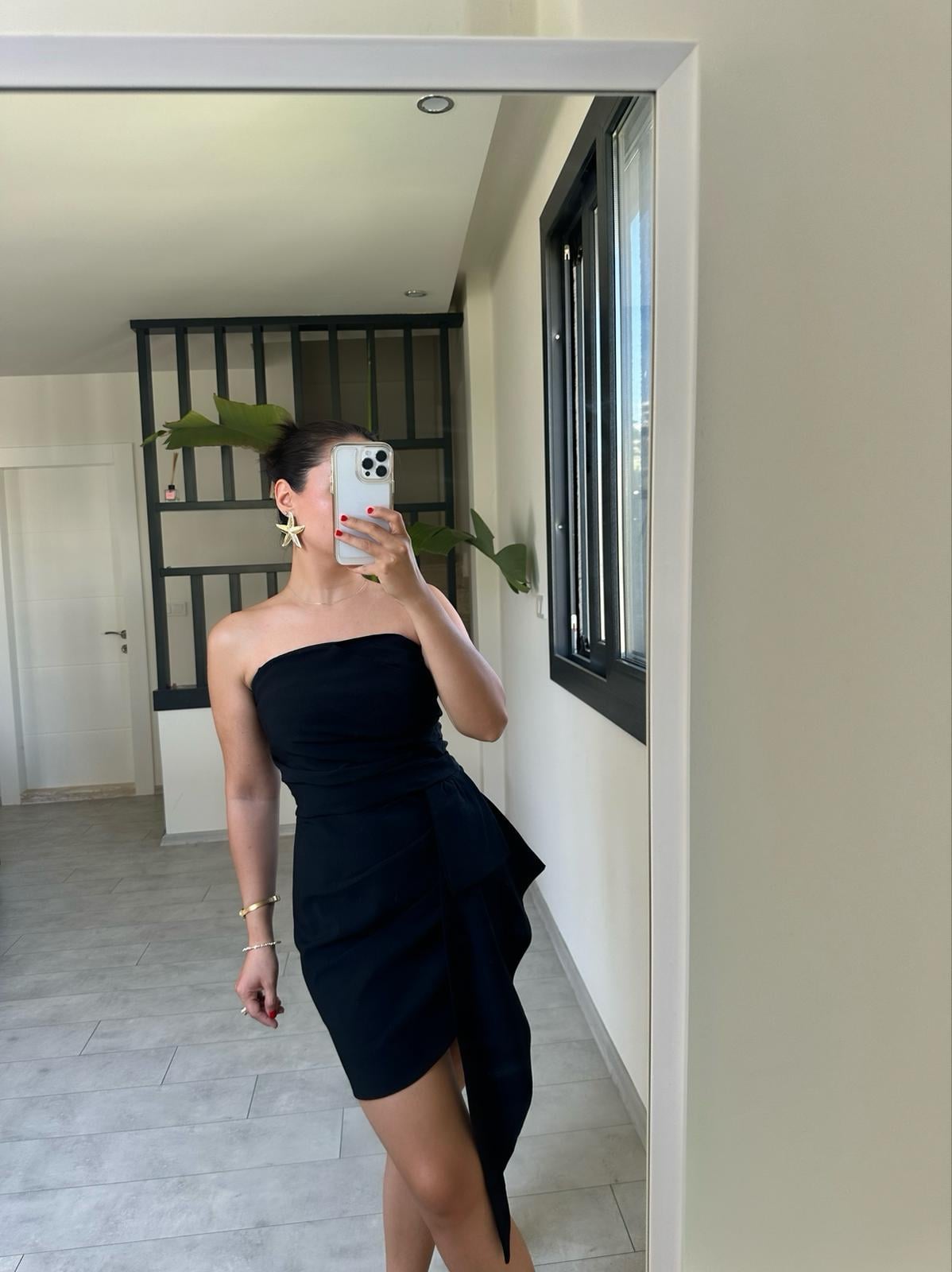 STRAPLEZ LİKRALI ELBİSE