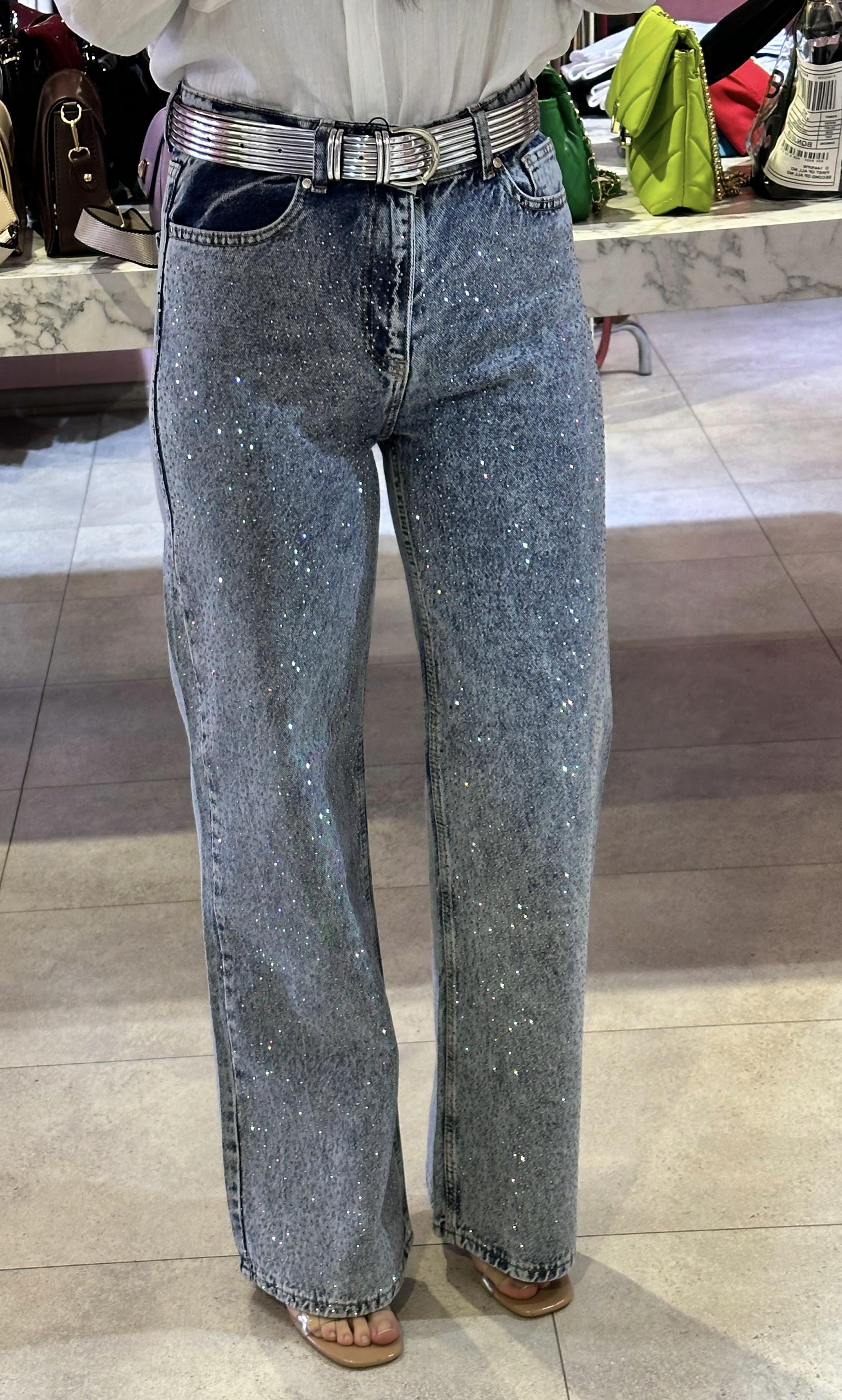 TAŞ İŞLEMELİ WİDE LEG JEAN