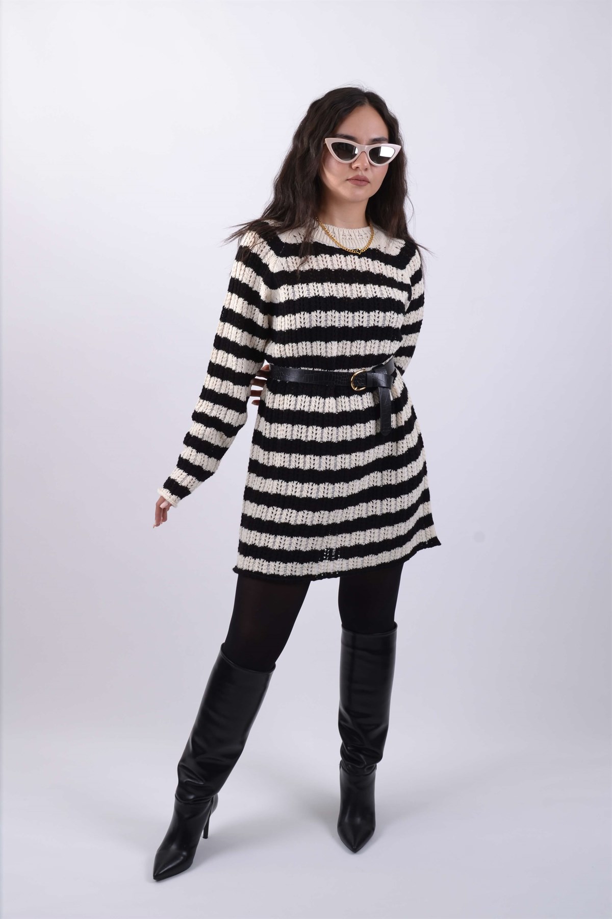 TRİKO ELBİSE ÇİZGİLİ