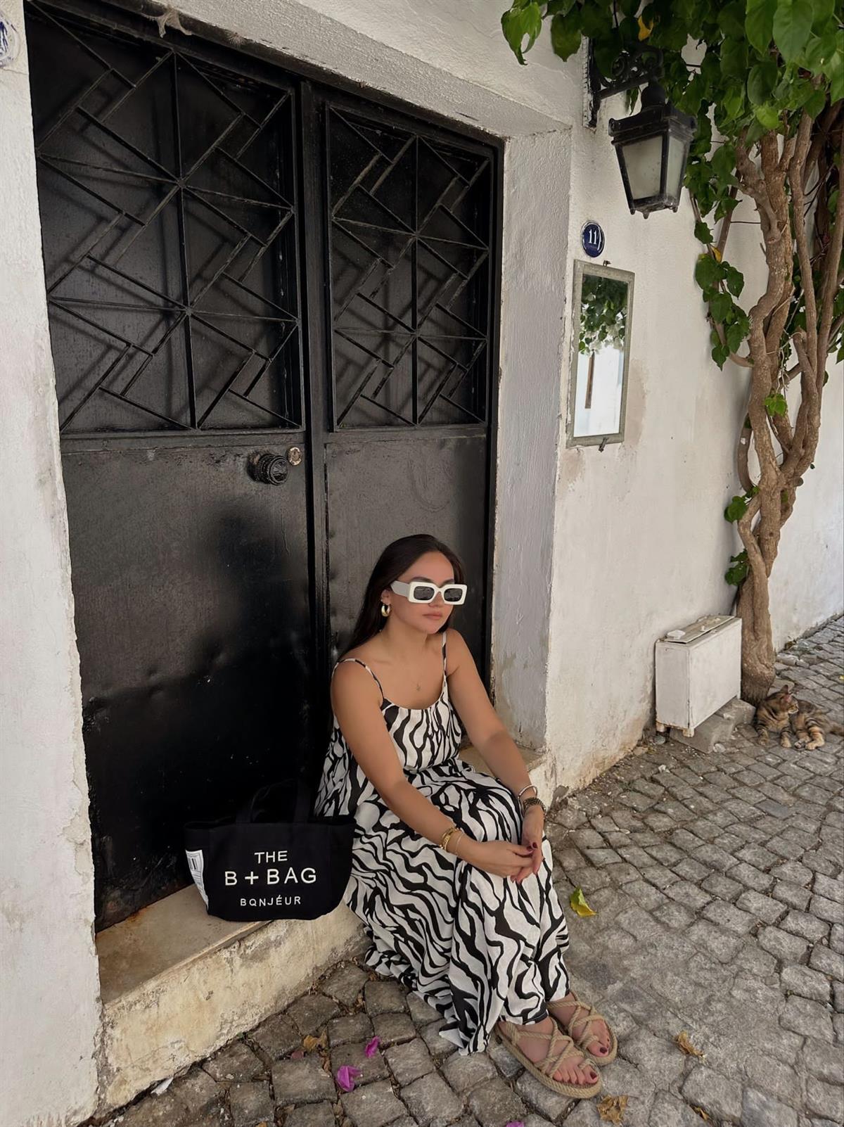 ZEBRA DESEN KETEN ELBİSE