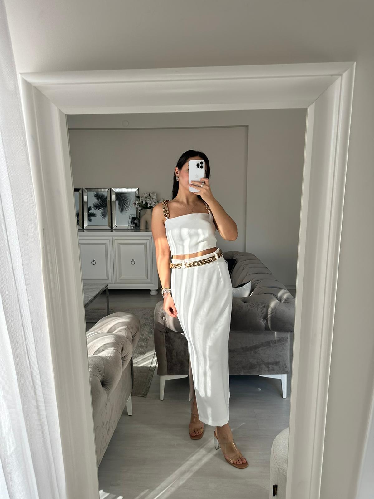 ZİNCİR AKSESUARLI TAKIM BEYAZ