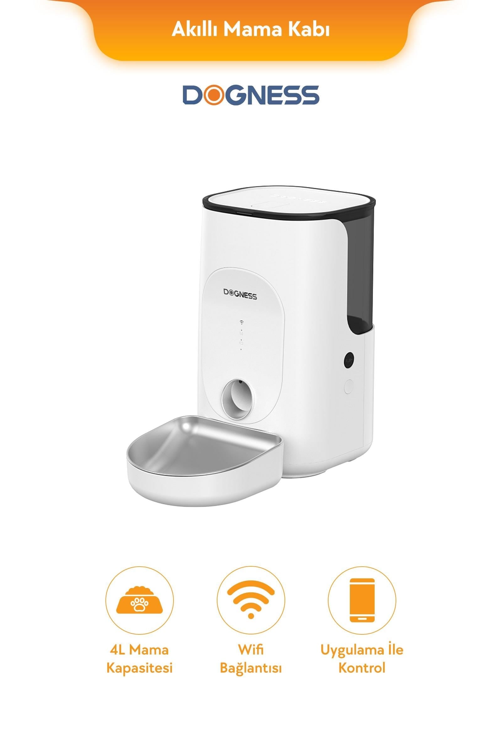 Dogness Rover App Kontrollü Çelik Mama Kabı 4L