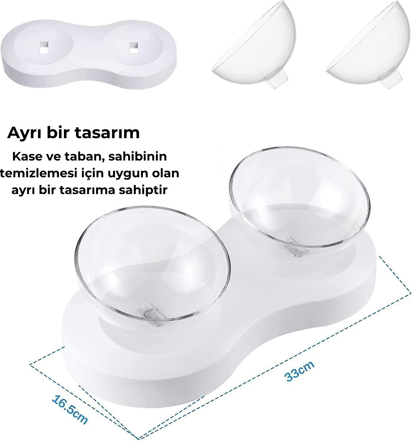 ELS Pet Kedi&Köpek İkili Şeffaf Mama ve Su Kabı