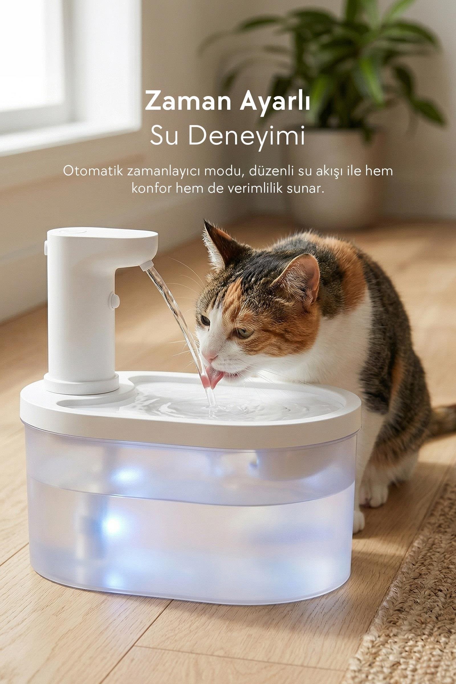 Zampa Oval Pet Otomatik Su Pınarı(Bataryalı) - Beyaz