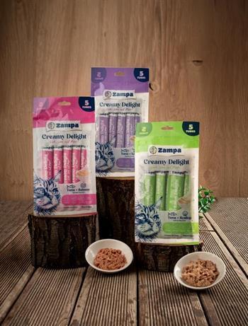 Zampa Creamy Delight Ton Balıklı & Somonlu Kedi Krema Ödül Maması - 16g x 5