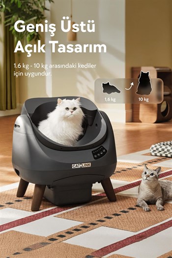 Catlink Üstü Açık Otomatik Kedi Tuvaleti Scooper Open-X (Gri)