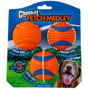 Chuckit! Fetch Medley (Gen 3) Köpek Oyun Topu Seti 3lü Paket (Orta Boy)