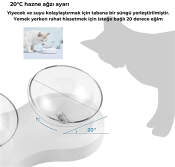 ELS Pet Kedi&Köpek İkili Şeffaf Mama ve Su Kabı