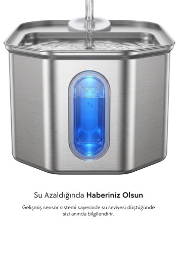 Zampa Altıgen Paslanmaz Çelik Pet Otomatik Su Pınarı