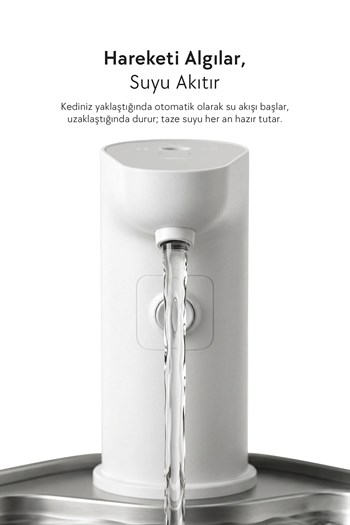 Zampa Kare Paslanmaz Çelik Pet Otomatik Su Pınarı (Bataryalı)