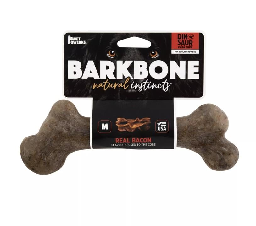 BarkBone Dinosaur Bacon Aromalı Bitmeyen Köpek Çiğneme Kemiği (Orta Boy) - Köpek Ödülleri