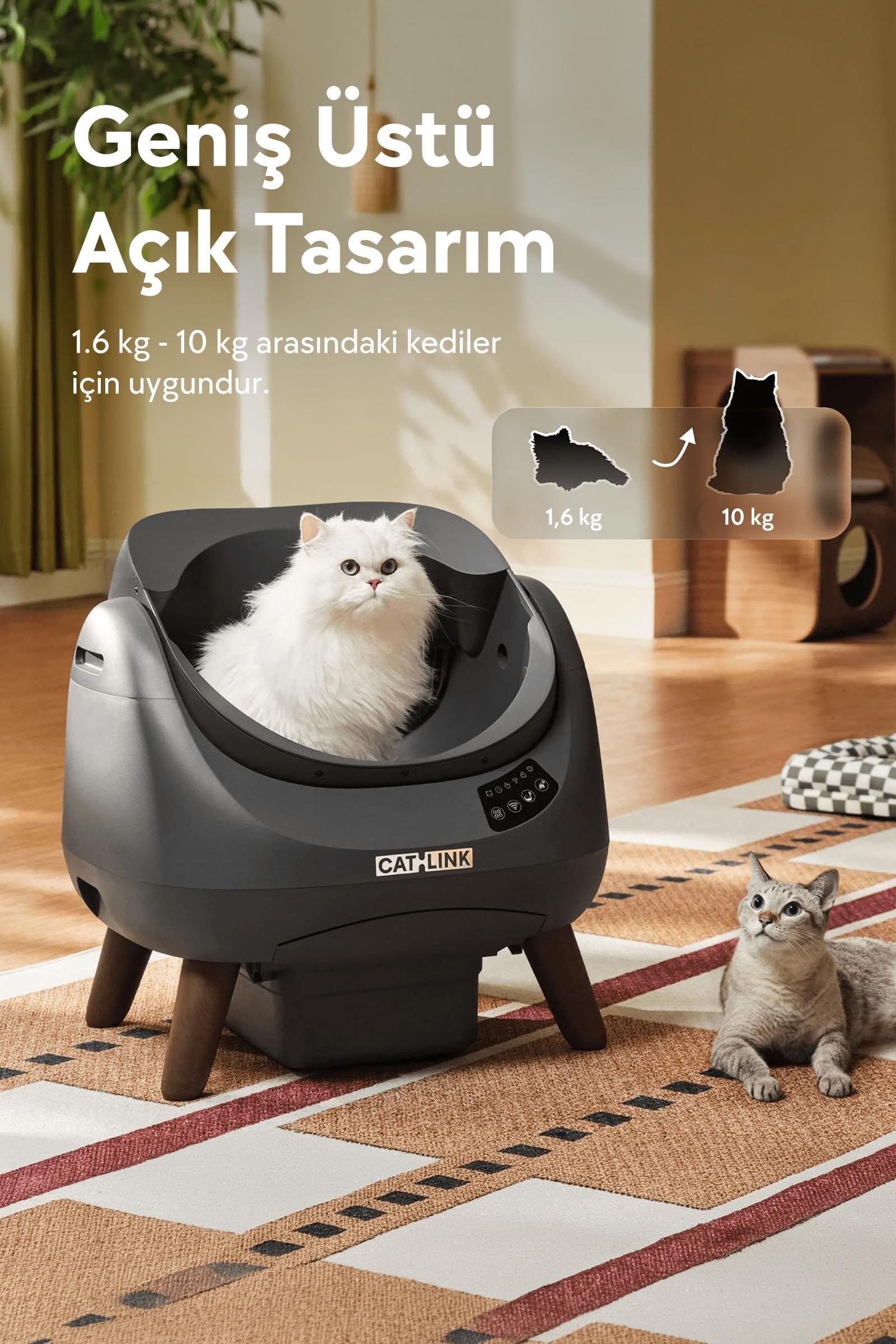 Catlink Üstü Açık Otomatik Kedi Tuvaleti Scooper Open-X (Beyaz) - Kedi Tuvalet Ürünleri