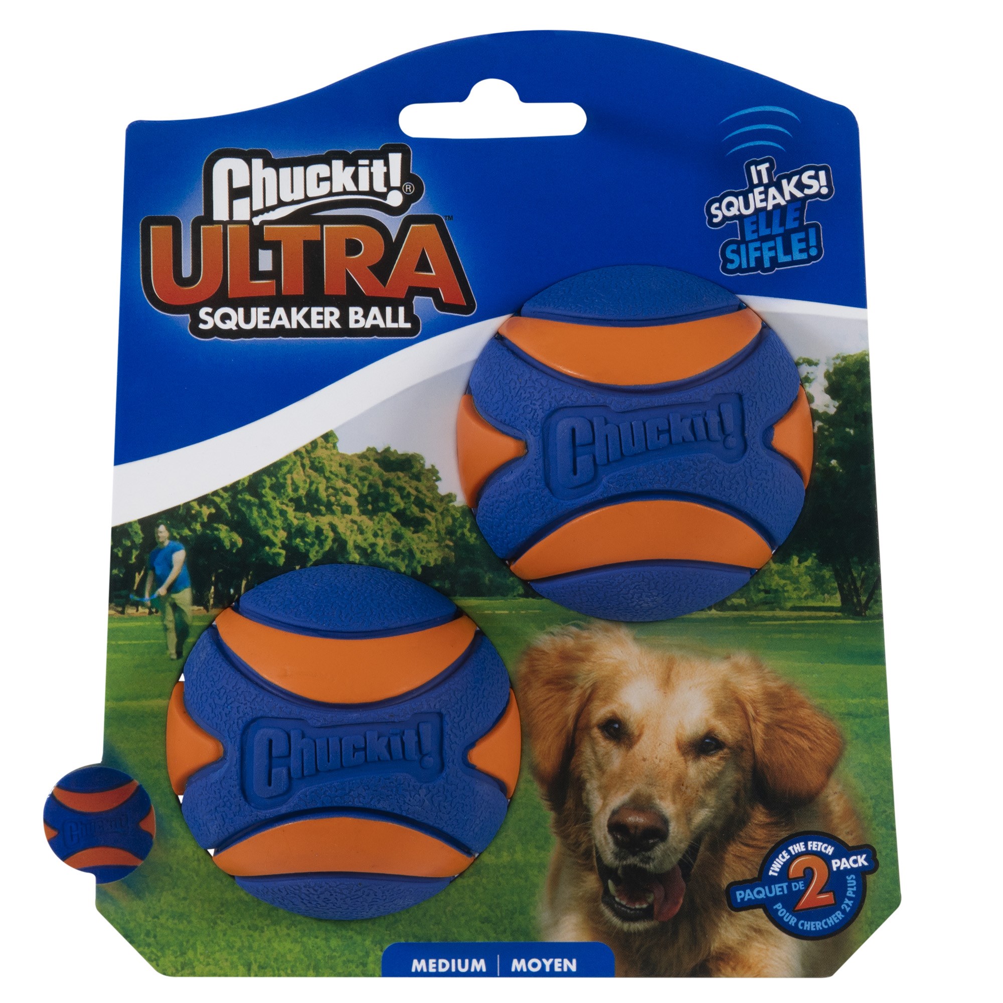 Chuckit! Ultra Squeaker Sesli Köpek Oyun Topu 2'li Paket (Orta Boy) - Köpek Oyuncakları