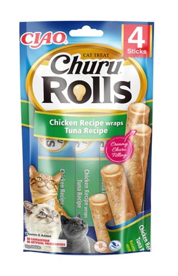 Ciao Churu Rolls Sticks Tavuk Sargılı & Ton Balıklı Kedi Ödül Maması 4 x 10 Gr